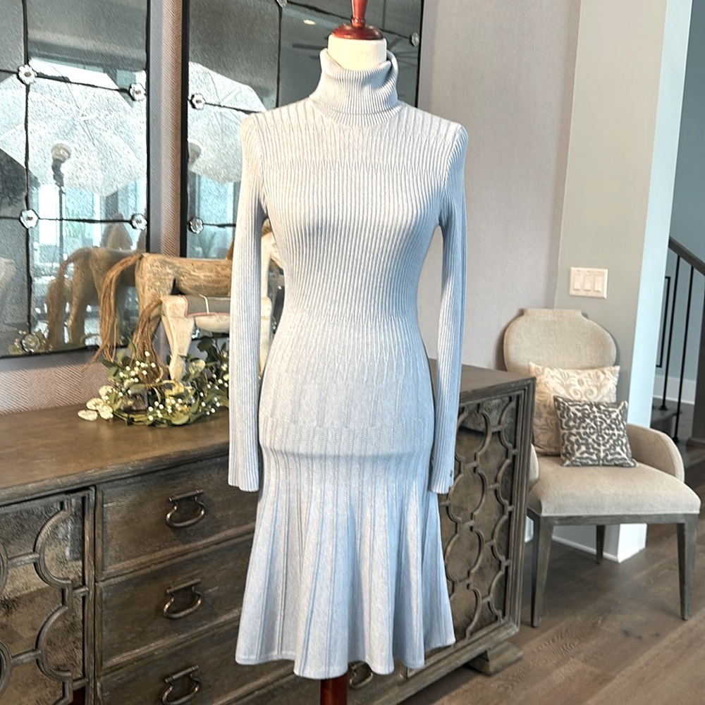 Guess blue sweater dress with turtleneck